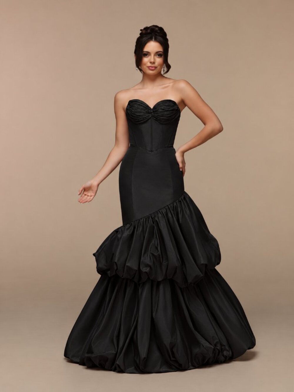 Candice Wang Black Strapless Corset Bubble Gown Size 20 NWT